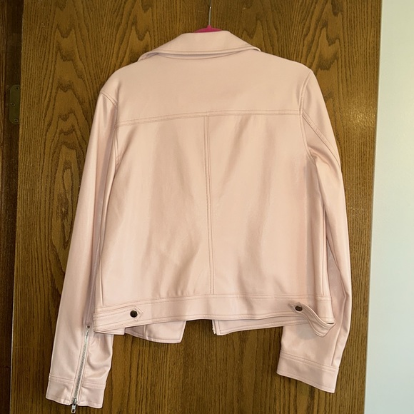 Blu Pepper Pale Pink Vegan Leather Motorcycle Jacket - Picture 3 of 9